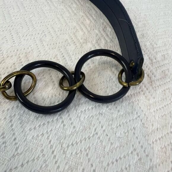 Vintage Navy Blue 80’s Belt Faux Leather Plastic Loops XL 27” 32” Retro - Picture 3 of 12